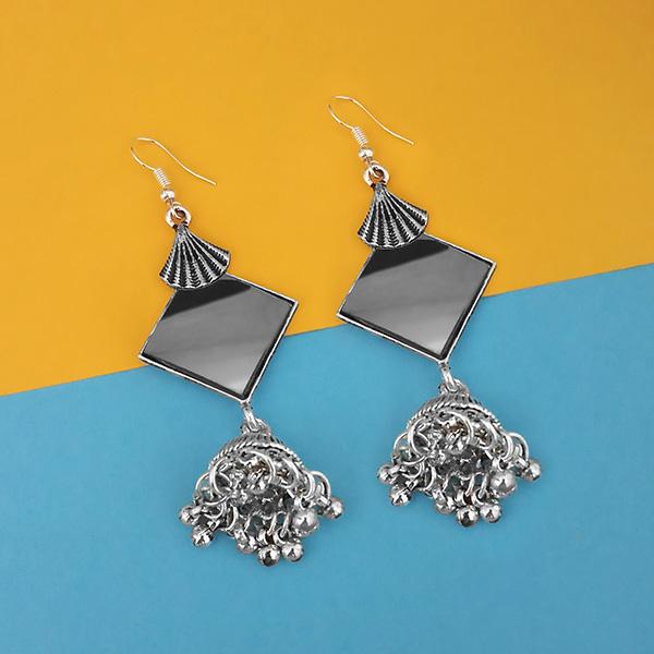 Tip Top Fashions Oxidised Plated Mirror Jhumki Earrings - 1314942A