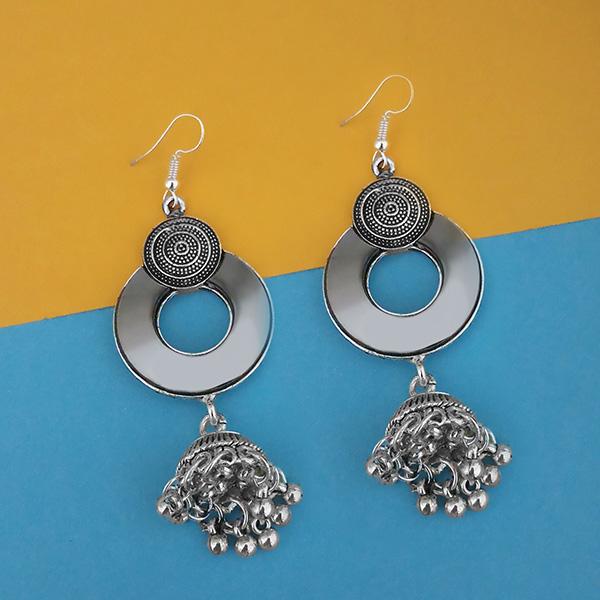 Tip Top Fashions Oxidised Plated Mirror Jhumki Earrings  - 1314944A