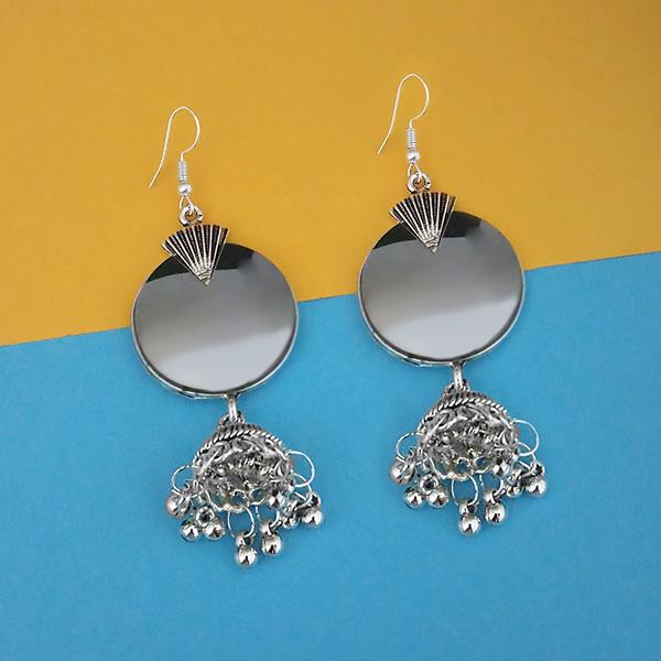 Tip Top Fashions Oxidised Plated Mirror Jhumki Earrings  - 1314947