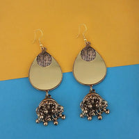 Tip Top Fashions  Antique Gold Plated  Mirror Jhumki Earrings  - 1314949B