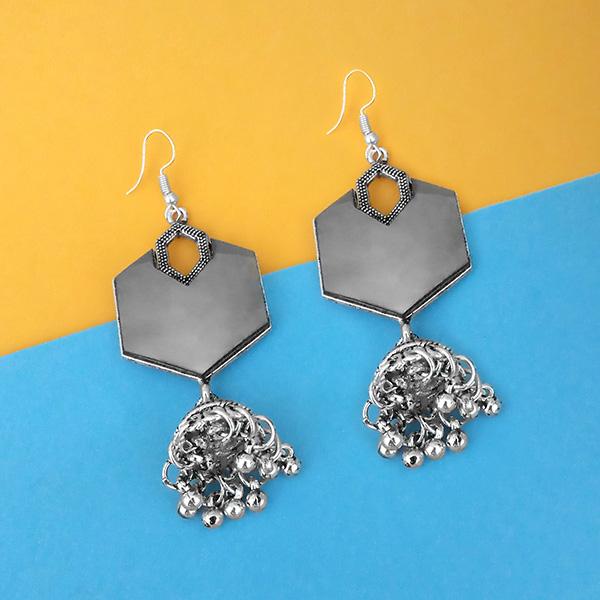 Tip Top Fashions Oxidised Plated Mirror Jhumki Earrings - 1314953A