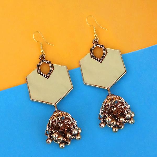 Tip Top Fashions  Antique Gold Plated  Mirror Jhumki Earrings - 1314953B