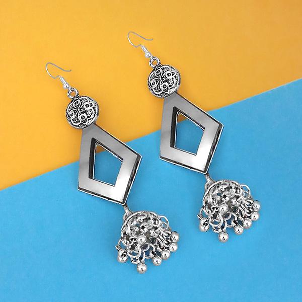 Tip Top Fashions Oxidised Plated Mirror Jhumki Earrings - 1314954A