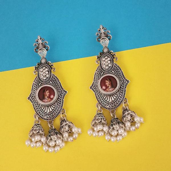 kriaa Austrian Stone Padmavati Inspired Silver Plated Dangler Earrings - 1315103A