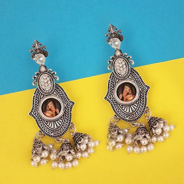 kriaa Austrian Stone Padmavati Inspired Silver Plated Dangler Earrings - 1315103B