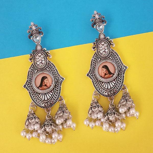 kriaa Austrian Stone Padmavati Inspired Silver Plated Dangler Earrings - 1315103C