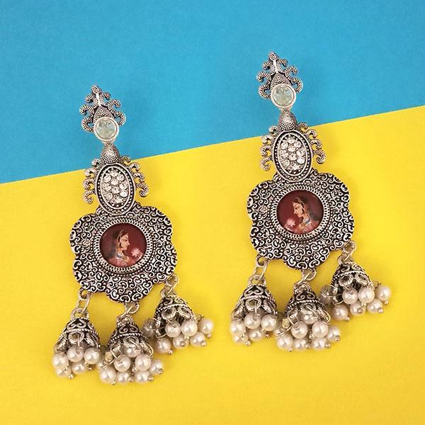 kriaa Austrian Stone Padmavati Inspired Silver Plated Dangler Earrings - 1315106A