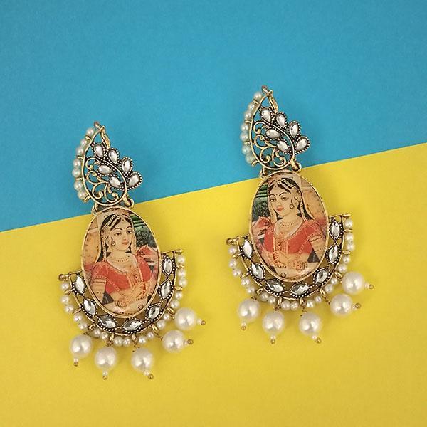 kriaa Padmavati Inspired Gold Plated Dangler Earrings - 1315109