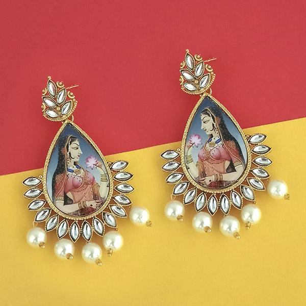 Kriaa Padmavati Inspired Gold Plated Dangler Earrings - 1315128