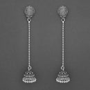 Jeweljunk White Beads Oxidised Chain Jhumki Earrings - 1315204A