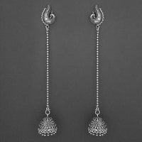Jeweljunk Oxidised Chain Jhumki Earrings - 1315206
