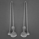 Jeweljunk White Beads Oxidised Chain Jhumki Earrings - 1315209A