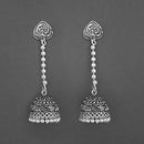 Jeweljunk White Beads Oxidised Chain Jhumki Earrings - 1315210A