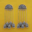 Jeweljunk Oxidised Plated Chain Jhumki Earrings - 1315221