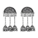 Jeweljunk Oxidised Plated Chain Jhumki Earrings