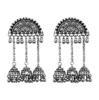 Jeweljunk Oxidised Plated Chain Jhumki Earrings