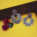 Jeweljunk Purple Stone Oxidised Plated Dangler Earrings