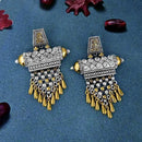 Jeweljunk White Austrian Stone Two Tone Plated Dangler Earrings