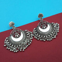 Jeweljunk Silver Plated Mirror Dangler Earrings - 1315302