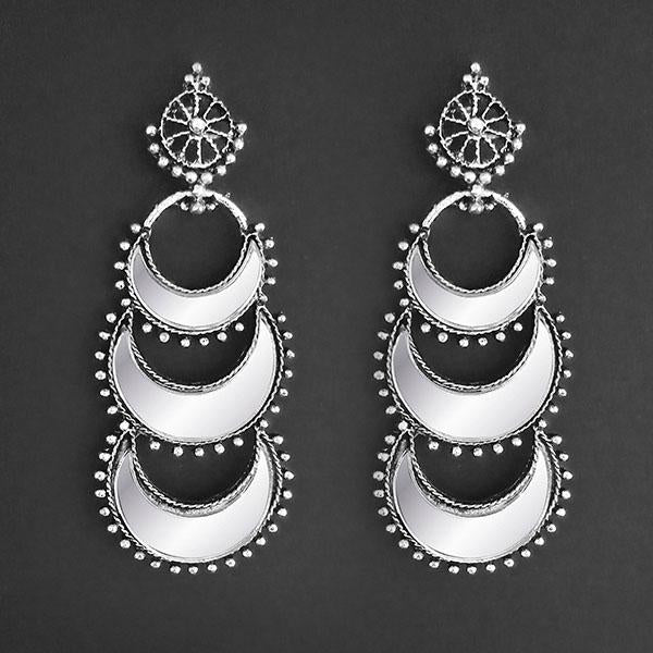 Tip Top Fashions Silver Plated White Mirror Earrings - 1315320