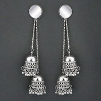 Tip Top Fashions Silver Plated Kashmiri Jhumka Earrings  - 1315325