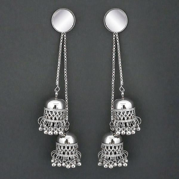 Tip Top Fashions Silver Plated Kashmiri Jhumka Earrings  - 1315325