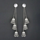 Jeweljunk Silver Plated Kashmiri Jhumka Earrings - 1315326