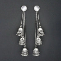Jeweljunk Silver Plated Kashmiri Jhumka Earrings - 1315326