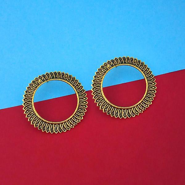 Tip Top Fashions Antique Gold Plated Round Stud Earrings - 1315330A
