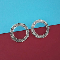 Jeweljunk Oxidised Plated Round Stud Earrings  - 1315330