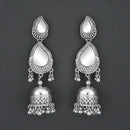 Jeweljunk Mirror Silver Plated Jhumki Earrings - 1315335