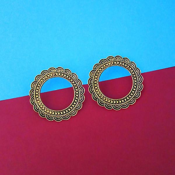 Tip Top Fashions Antique Gold Plated Round Stud Earrings - 1315339A
