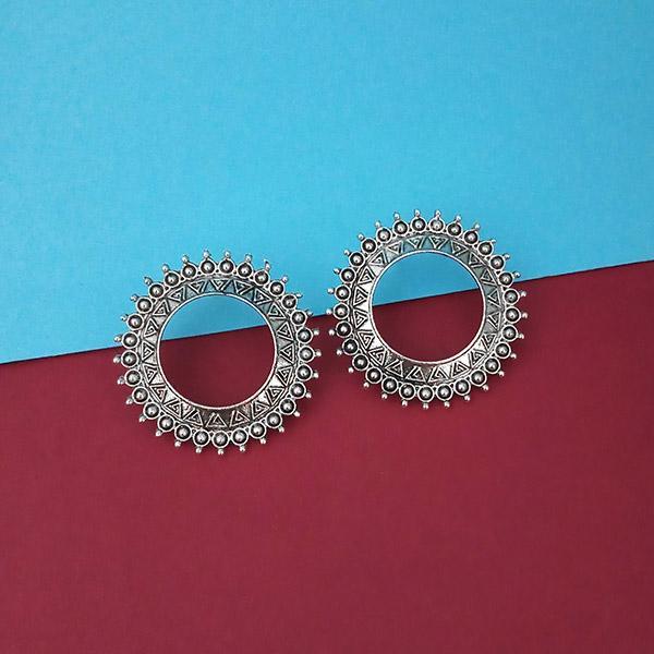 Jeweljunk Oxidised Plated Round Stud Earrings  - 1315346