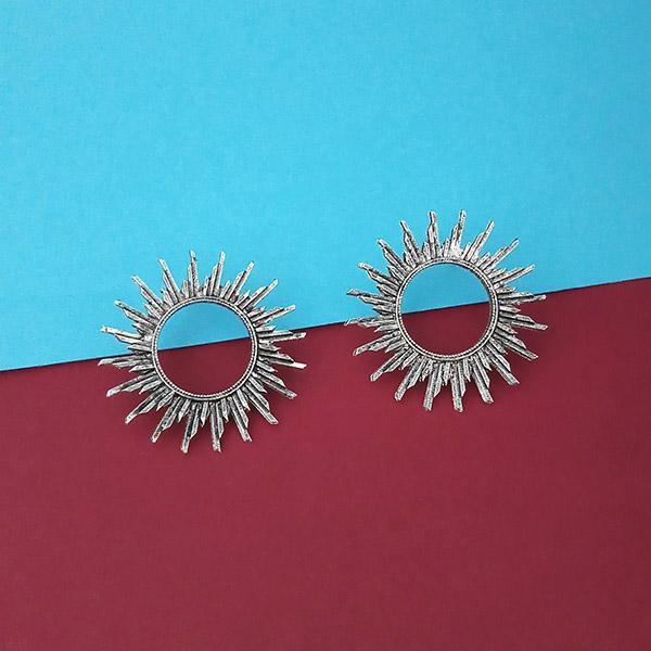 Jeweljunk Oxidised Plated Round Stud Earrings  - 1315347