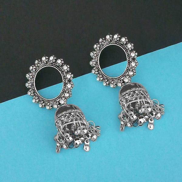 Tip Top Fashions Austrian Stone Silver Plated Jhumki Earrings - 1315348