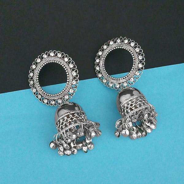 Tip Top Fashions Austrian Stone Silver Plated Jhumki Earrings - 1315349