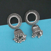 Tip Top Fashions Austrian Stone Silver Plated Jhumki Earrings - 1315351