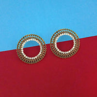 Tip Top Fashions Antique Gold Plated Austrian Stone Round Stud Earrings - 1315352