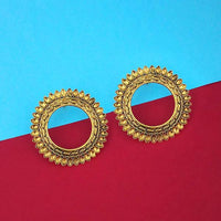 Tip Top Fashions Antique Gold Plated Round Stud Earrings - 1315353