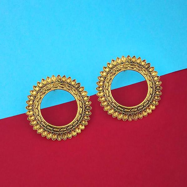 Tip Top Fashions Antique Gold Plated Round Stud Earrings - 1315353