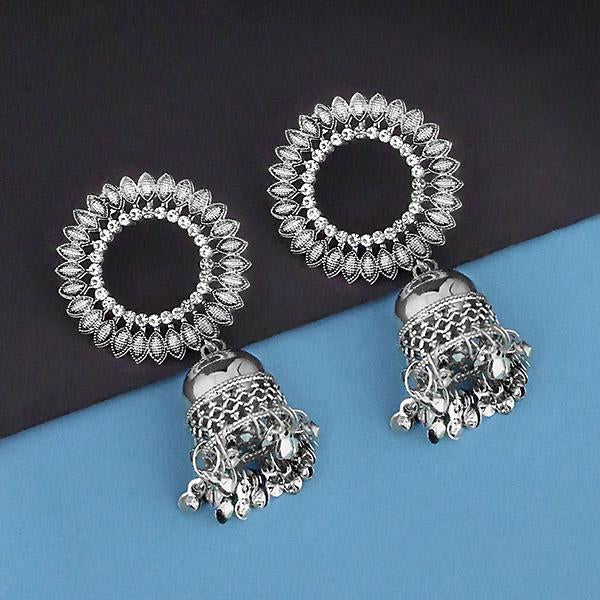 Jeweljunk Rhodium Plated Austrian Stone Jhumki Earrings - 1315358