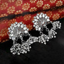 Jeweljunk White Austrian Stone Oxidised Plated Peacock  Jhumki Earrings