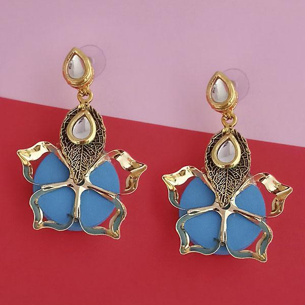 Kriaa Kundan Stone And Blue Wood Dangler Earrings - 1315515F