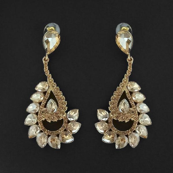Kriaa Brown Crystal Stone Dangler earrings - 1315601