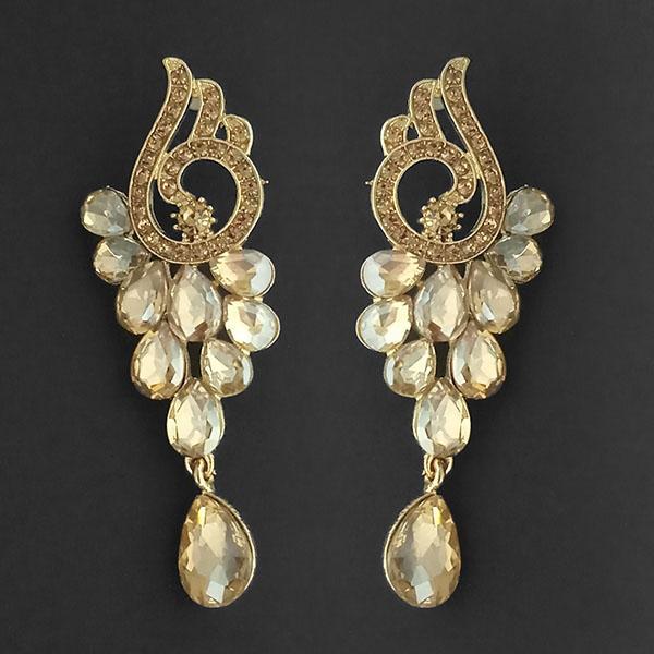 Kriaa Brown Crystal Stone Dangler earrings - 1315604