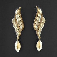 Kriaa Brown Crystal Stone Dangler earrings - 1315607