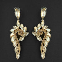 Kriaa Brown Crystal Stone Dangler earrings - 1315611