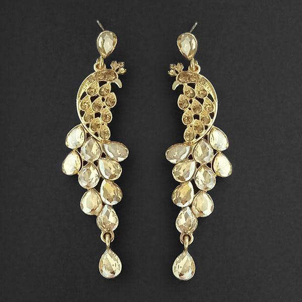 Kriaa Brown Crystal Stone Dangler Earrings - 1315613