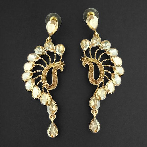 Kriaa Brown Crystal Stone Dangler earrings - 1315614