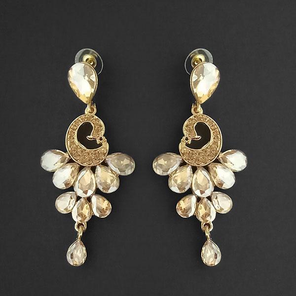 Kriaa Brown Crystal Stone Dangler earrings - 1315615